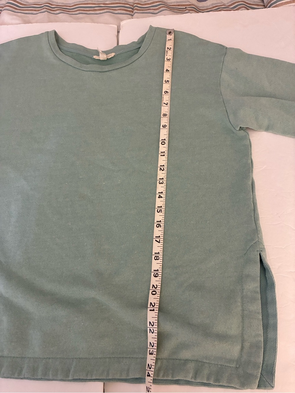 Eileen fisher Green Organic Cotton Blend Sweatshirt L Boxy Oversized Coastal - Picture 10 of 10